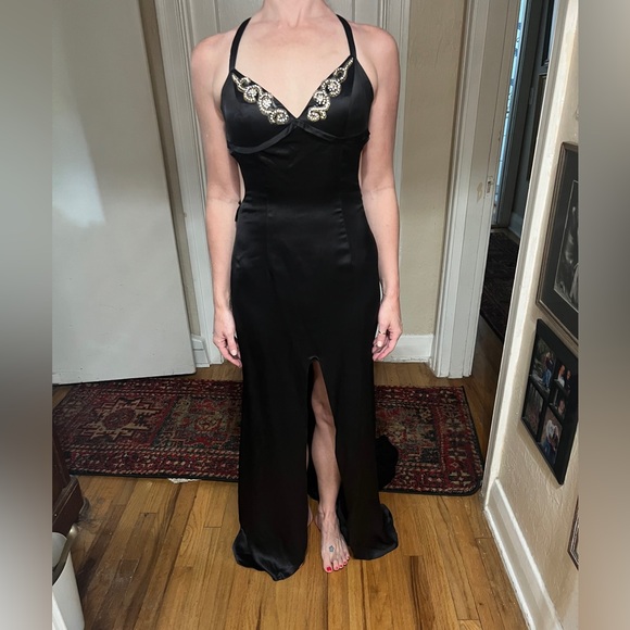 ‼️FIRM‼️EUVC Jovani 2 100% Silk Black Gown - Picture 11 of 12